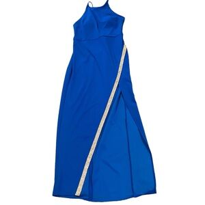 BY&BY Royal Blue High Slit Rhinestone Embellished Evening Formal Dress